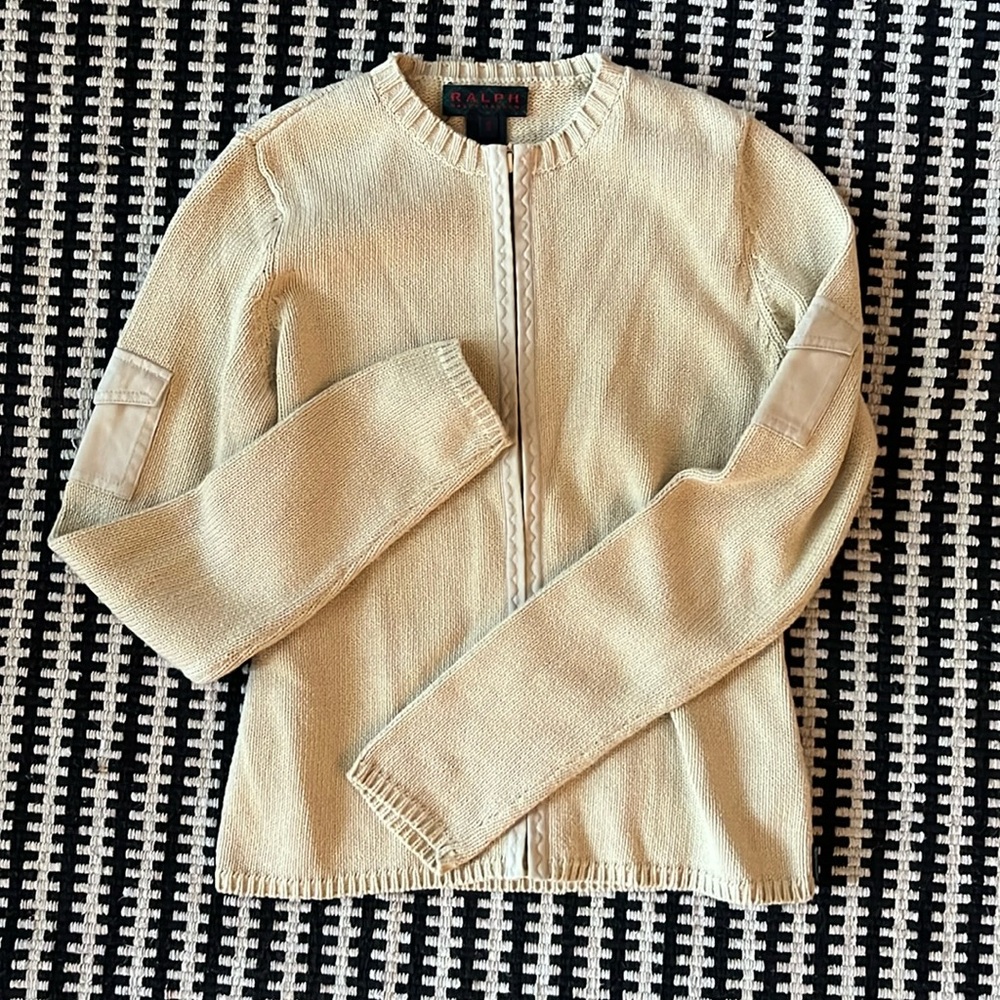 Ralph Lauren Cream and Tan Cardigan Sweater